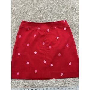 Lilly Pulitzer Vintage Apple Embroidered Red Mini Skirt Size 2 Back To School